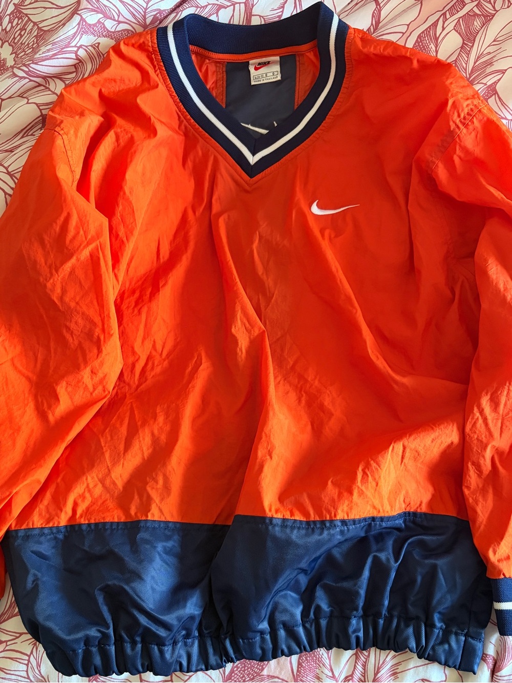 Vintage Nike Orange and Navy Windbreaker Pullover